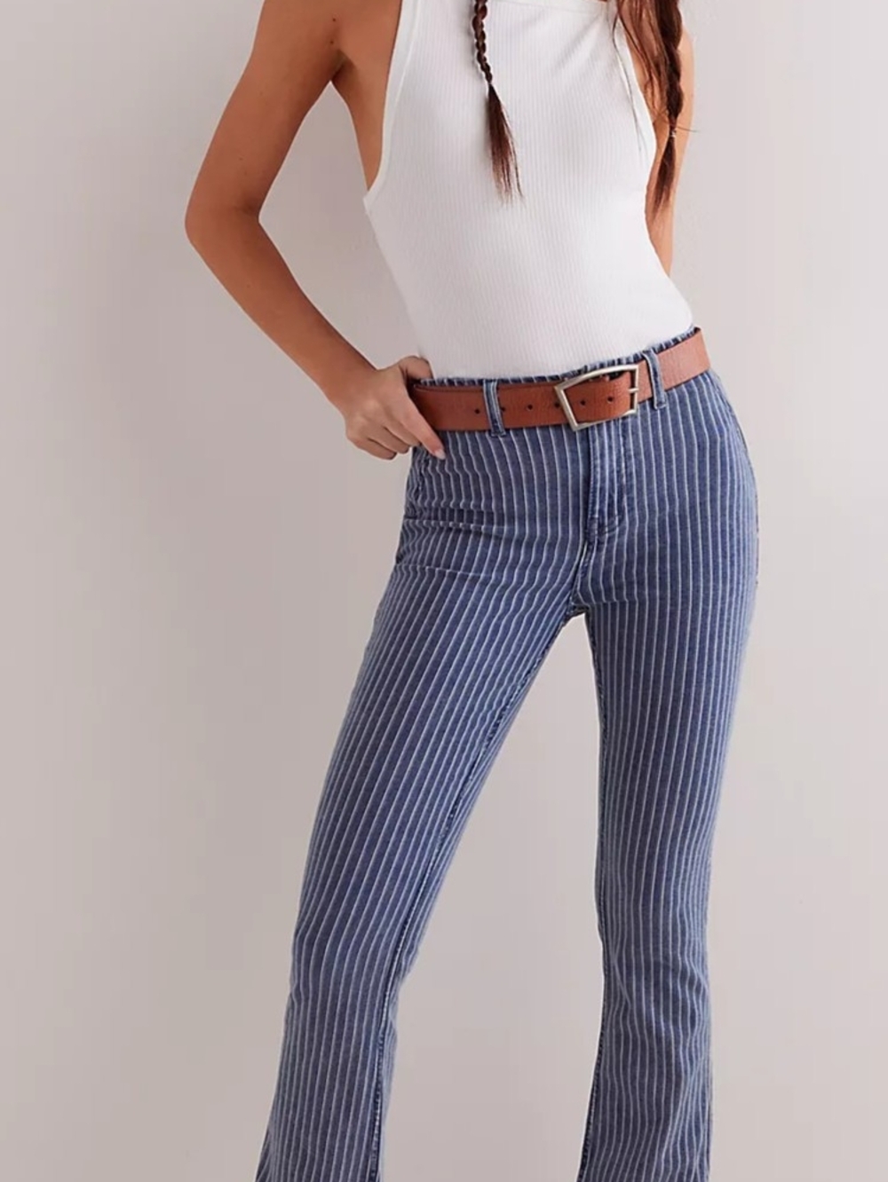 We The Free Level Up Striped Slim Flare Jeans NWOT Size 33